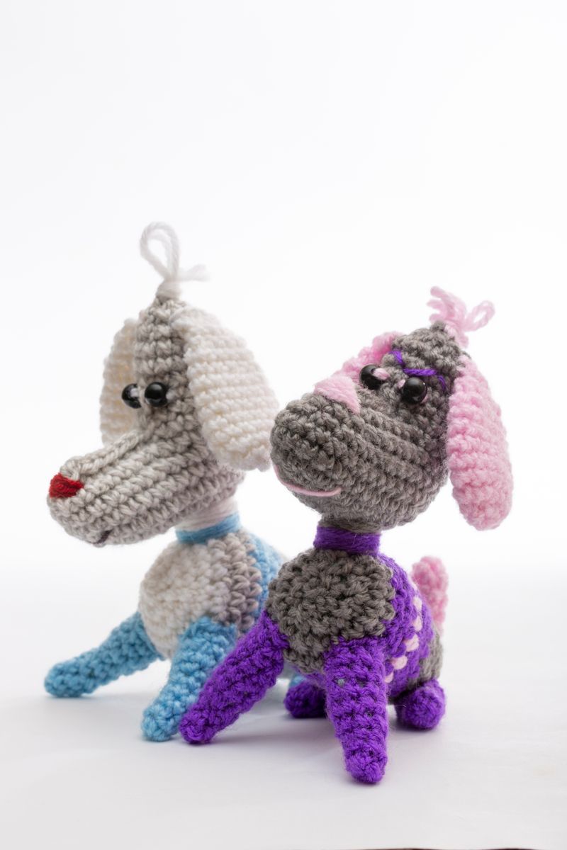 Pair of handmade crochet puppy softies