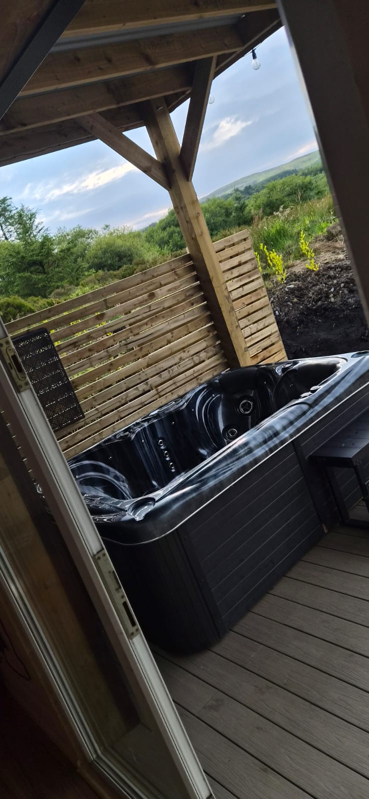 Hot tub with countryside view